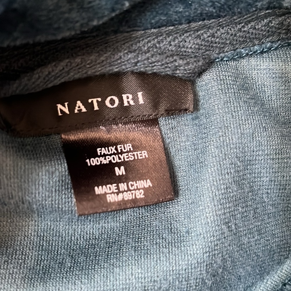 Natori long zip front robe deep green blue size medium - Picture 8 of 9